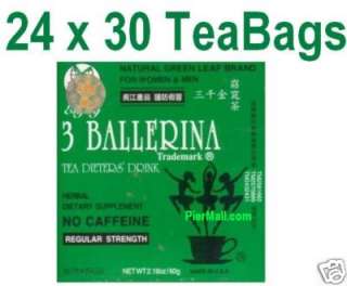  case 3 ballerina dietery regular slim weigh loss 30 tea bags box 
