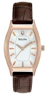 Bulova 97L114 Womens Brown Leather Strap White Dial Watch  