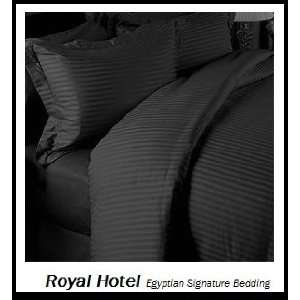 Royal Hotels 8pc Full size Bed in a Bag Striped Black 800 Thread 