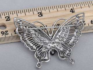    Inspired Violet Silver Tone Crystal Rhinestones Butterfly Pin Brooch