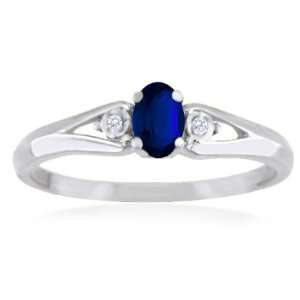    SEPTEMBER Birthstone Ring 14k White Gold Sapphire Ring Jewelry