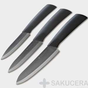  4 + 5 + 6 Inch Sakucera Black Ceramic Knife Chefs 