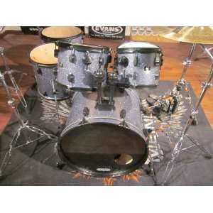   7pc Double Bass Drum Set, Black Galaxy Sparkle Musical Instruments