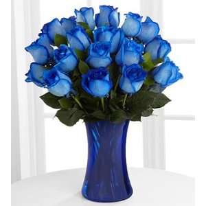 Extreme Blue Hues Fiesta Rose Flower Bouquet   18 Stems   Vase 