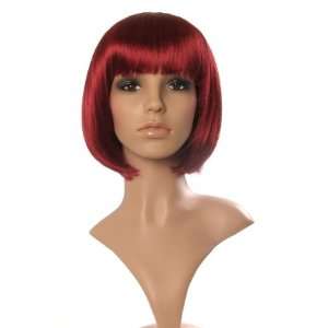 Luxurious Dark Red Bob Wig   Deep Ruby Red   Straight Style and Cut 