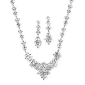   Mariell ~ Crystal Cluster Bridal or Bridesmaid Necklace Set Jewelry