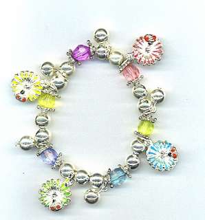 Ladybug Daisy Flower Charm Stretch Bracelet Jewelry NEW  