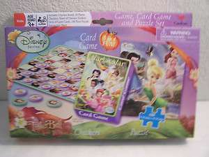   TINKERBELL 3 IN 1 GAME SET CHECKERS, CARD GAME, 100 PC PUZZLE NEW