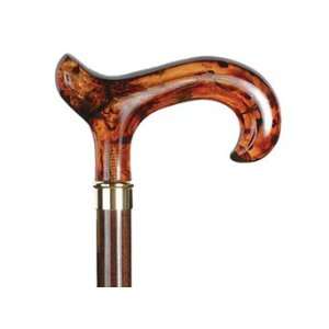 Walking Stick / Cane with Derby Handle, Acrylic* Amber (Made in Italy)