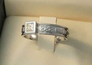 14K White Irish Celtic Claddagh Diamond Engagement Ring SIZE 7.5 