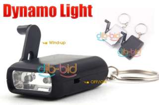 Mini Dynamo Wind up KeyChain 2 LED Torch Flashlight  