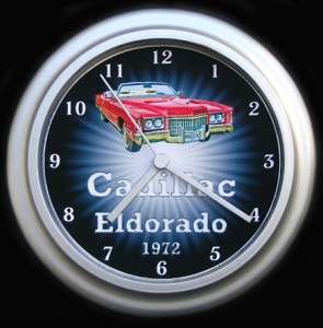 Cadillac Eldorado Red 1972 Starburst Classic Car Wall Clock  