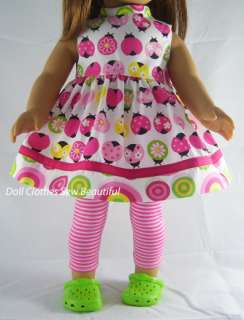 DOLL CLOTHES fits American Girl Bright Colored Ladybug Sun Dress Set 