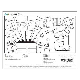  Gift Card   Print   Birthday Party   Color In