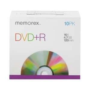  Dvd+r Disc,4.70 Gb,120 Min,16x,pk 10   MEMOREX 