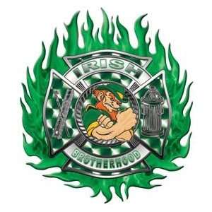 Irish Brotherhood Firefighter Flaming Maltese Cross Flag Decal   12 h 