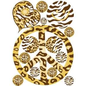  Sixties Theme Peace Sign Leopard, Cheetah and Zebra Print 