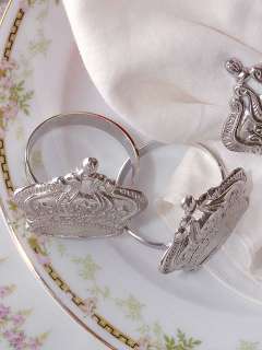 Shabby Cottage Chic French Crown Napkin Rings Set of 4  