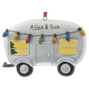   Personalized RV Trailer with Lights Christmas Ornament