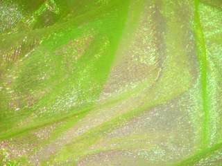 F10 Fluorescent Green Shiny Ruffle Organza Fabric by Yd  