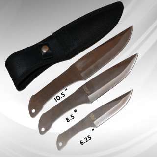 Throwing Knives 3 Pc Bullseye Silver Knife Set & Sheath  
