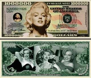 Marilyn Monroe Fake Novelty One Million Dollar Bill  
