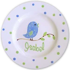  Blue Bird Hand Painted Personalized Plate 