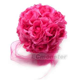 New Fuchsia Wedding Party Decor Silk Flowers Kissing Ball Bouquet 