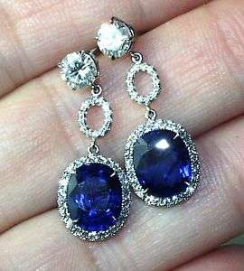 FRANK GOODMAN&SON 6.32CT SAPPHIRE DIAMOND Drop EARRINGS  