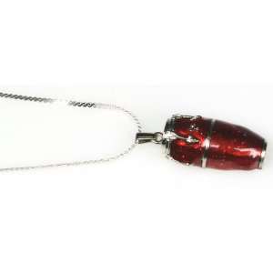   Jewelry Conga Drum Necklace   Silver and Red Musical Instruments