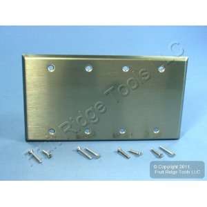 Cooper ANTIMICROBIAL 4 Gang Stainless Steel Blank Cover Wallplate Box 