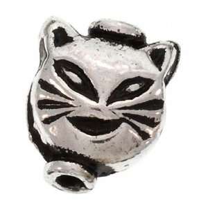  Silver Plated Copper Kitty Cat Face Flat Disc Beads 10mm 
