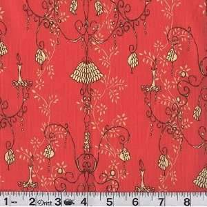 45 Wide ZaZu Chandelier Lace Coral Fabric By The Yard 