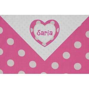  Personalized Pink with White Dots Cuddle Blanket Baby
