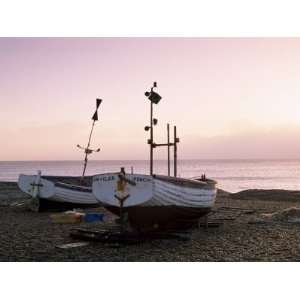 Boats and Beach at Dawn, Aldeburgh, Suffolk, England, United Kingdom 