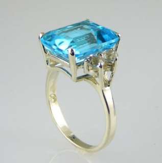Electric Swiss Blue & White Topaz Ring 925 SS Silver  