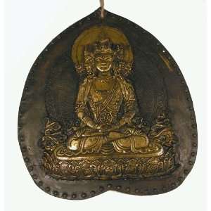  Silver & Gilt Ghau Amulet Vairocana with Dharma Wheel 