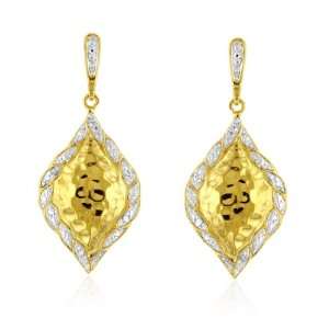  Vicenza Collection Diamond Leaf Drop Earrings Jewelry