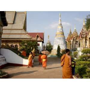  Young Monks Finish Lessons at the Buddhist Temple, Pakse 
