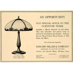  1918 Ad Edward Miller & Co. Amber Art Glass Lamp L 2530 