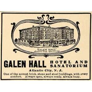 1907 Ad Galen Hall Hotel Sanatorium Atlantic City NJ   Original Print 