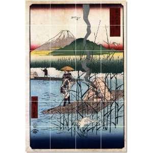 Utagawa Hiroshige Ukiyo E Tile Mural Modern House Construction  17x25 