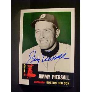 Jimmy Piersall Boston Red Sox #286 1953 Topps Archives Autographed 