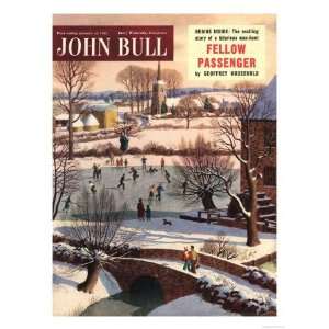 John Bull, Snow Ice Skating Winter Magazine, UK, 1950 Premium Poster 