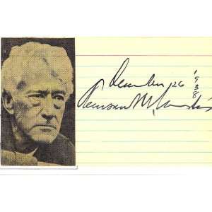  Kennesaw Landis Autographed 3x5 Card (Jimmie Spence 