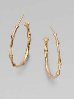 Dominique Cohen   18K Gold Bamboo Hoop Earrings/1