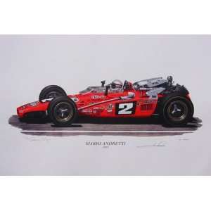 Mario Andretti 1969 by David Gray. Size 26 inches width by 18 inches 