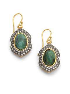 Kevia   Wave Drop Earrings/Emerald