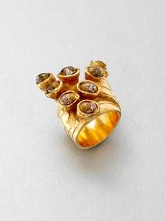 Yves Saint Laurent   Goldtone Arty Dots Ring/Mottled