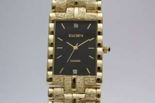 New Elgin Diamond Steel Gold Men Dress Watch FG007N  
